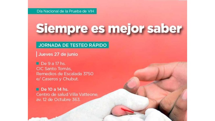 Test gratuitos en el Día Internacional de la prueba del VIH